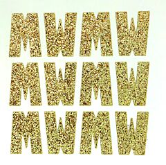 1.5" Soft Gold Glitter Letter W
