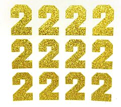 1.5" Soft Gold Glitter Number 2