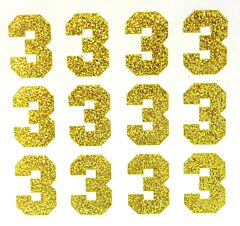 1.5" Soft Gold Glitter Number 3