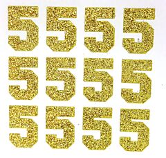 1.5" Soft Gold Glitter Number 5