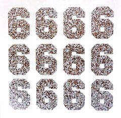 1.5" Silver Glitter Number 6/9