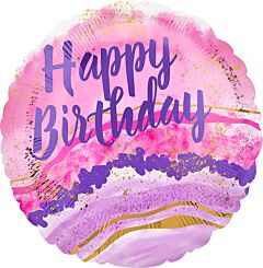 17" Happy Birthday Watercolor Marble