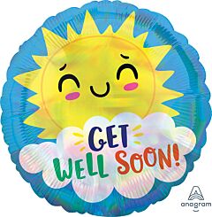 18" Irid Get Well Happy Sun Holographic