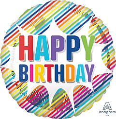 17" Hbday Striped Burst