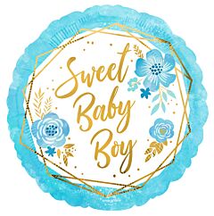 17" Baby Boy Floral Geo