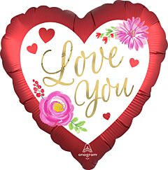 18" Satin Love Watercolor Floral