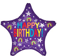 17" Happy Bday Rainbow Star