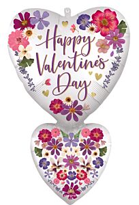 31" Satin Pressed Flowers Double Heart
