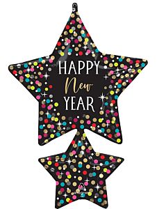 37" HNY Colorful Confetti Stars