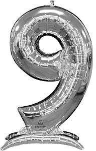 50" Stand-Up Numberz 9 Silver