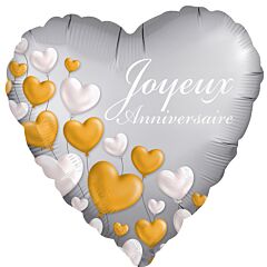 18" French Anniversary Platinum Hearts