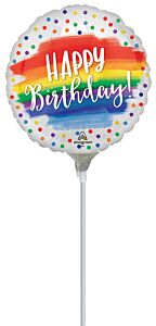 9" Satin Happy Birthday Dots