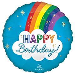 18" Satin Happy Birthday Rainbow
