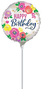 4" Satin Artful Floral Bday