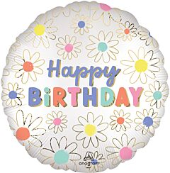 18" Satin Daisies Happy Birthday