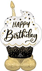 52" Black Silver Gold Birthday Wishes AirLoonz