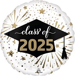 17" Class of 2025 White and Gold