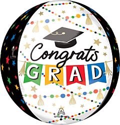 16" Grad Party Pom-Pom and Stars Orbz
