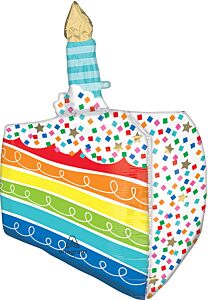 27" Rainbow Birthday Wishes Cake Slice