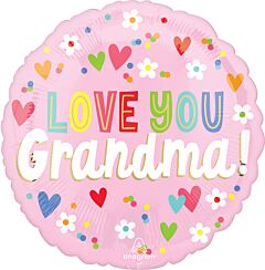 17" Love You Grandma Hearts and  Flowers