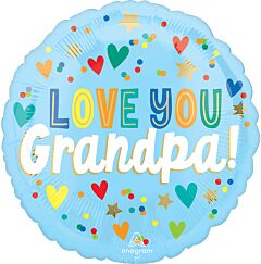 17" Love You Grandpa Hearts and  Stars