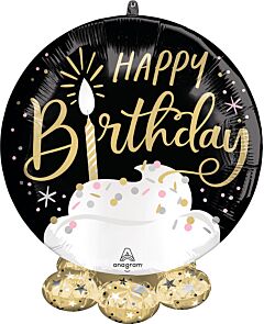 20" Satin Black Silver Gold Birthday Frillz