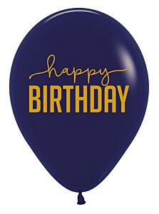 11" Happy Birthday Navy  Latex