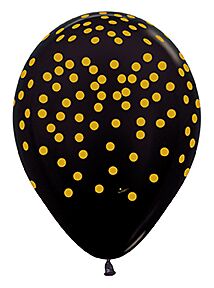 11" Sempertex Gold Confetti Black Latex