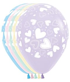 11" Sempertex Hearts Pastel Matte Asst Latex