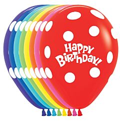 11" Happy Birthday White Dot Birthday Latex