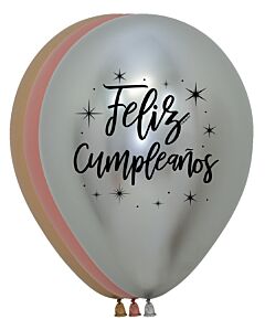 11" Feliz Cumpleanos Radiant Deluxe Latex Asst