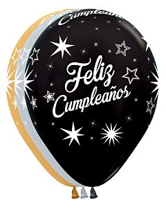 11" Feliz Cumpleanos Sparkles Latex Assortment