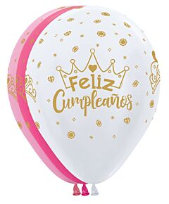 11" Feliz Cumpleanos Crowns Latex Assortment