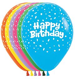 11" Happy Birthday Confetti Asst Latex