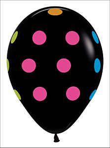 11" Betallatex Multi Color Polk Dot Latex Black