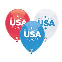 12" USA Red White Blue Assorted Latex