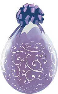 18" Qualatex Filigree and Hearts-A-Round Clear
