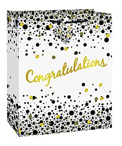 Black & Gold Congrats Large Gift Bag