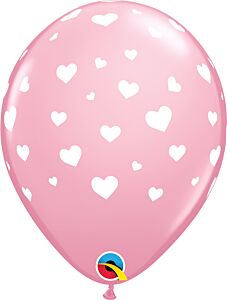 11" Random Hearts-A-Round Latex - Red and Pink