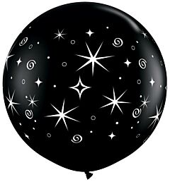 30" Qualatex Sparkles And Swirls Latex - Black