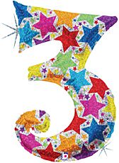 34" Number 3 Designer Holographic