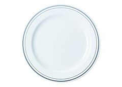 9" White Plastic Plate with Silver Ring 12/12