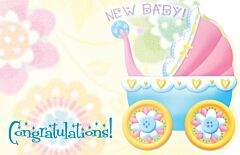 Enclosure Card - Baby Congrats Carriage