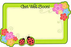 Enclosure Card - Get Well Soon Ladybugs & Flowers
