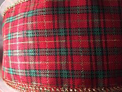 2.5" x 50yd Wired-Edge Ribbon Scottish Red & Green