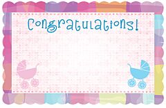 Enclosure Card - Baby Congrats Pastel Carriages