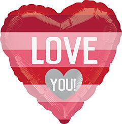 18" Love You Pink/Red Stripes