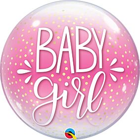22" Baby Girl Pink and Confetti Dots Bubble