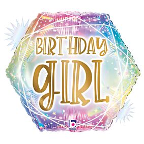 18" Opal Pastel Geo Birthday Girl