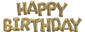 48" Phrase Happy Birthday White Gold